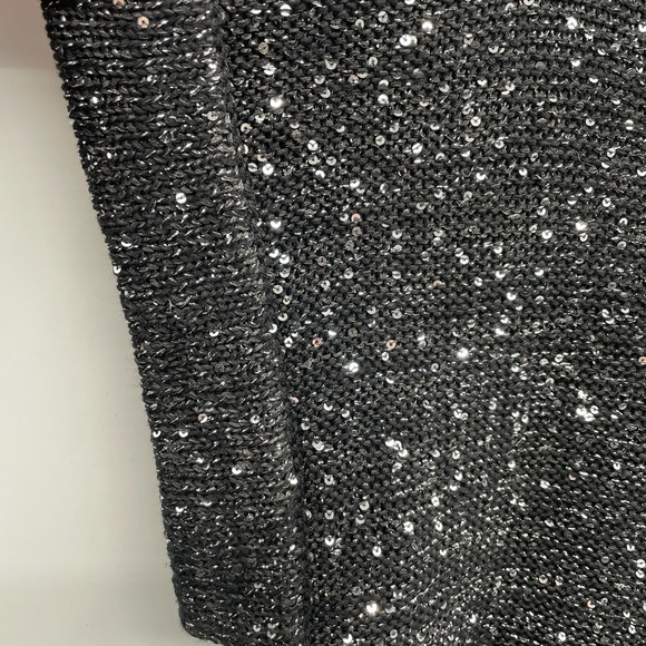 Halston black sparkle short sleeve top - Picture 3 of 8